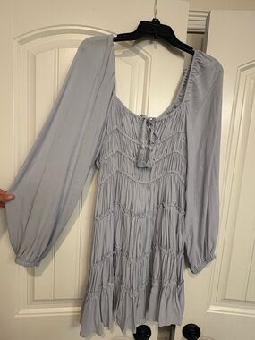 Chelsea & Violet Light Blue Smocked Long-Sleeve Mini Dress